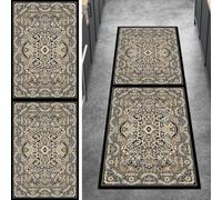 Ymural Tapis de couloir pour couloir, noir, antidérapant, vintage, 80 x 250 cm, lavable, antidérapant, pour cuisine, chambre à coucher