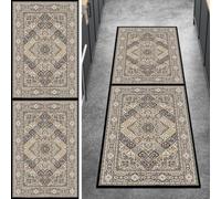 Ymural Tapis de couloir vintage antidérapant pour couloir, cuisine, chambre à coucher, noir, 70 x 330 cm