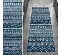 Ymural Tapis de cuisine au mètre antidérapant - Bleu - Long - 100 x 240 cm - Style bohème - Tapis de cuisine, couloir, lavable - Poils courts - Polyester - Pour couloir, chambre à coucher