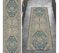 Ymural Tapis de cuisine, couloir, long, vert, 110 x 450 cm, lavable, antidérapant, vendu au mètre, à poils courts en polyester, pour couloir, chambre à coucher