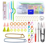 YMWALK 56 pièces Accessoires de Tricot et de Crochet Couture de Base Outils de Tricotage Ensemble Aiguilles Porte-Point marqueurs unpicker Kit de démarrage au Crochet avec étui pour débutants