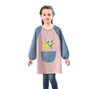 YMWALK Tablier de peinture pour enfants de 3 à 7 ans, pour filles et garçons, tablier imperméable pour tout-petits avec manches longues et poches (1 pièce Rose/Bleu)