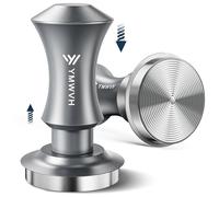 YMWVH - Tamper à expresso argenté de 51 mm de qualité supérieure avec double base ondulée à ressort 100 % en acier inoxydable, constant 13,6 kg, compatible avec machine à café expresso Delonghi