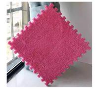 YMXBHN 9 Pcs 0.4Inch Thick Foam Tiles Plush Interlocking Play Mat 12X12 inch Fluffy Carpet Squares with Border for Kids Floor Gym Safety,Rose Red