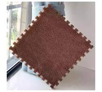 YMXBHN 9 Pcs 0.4Inch Thick Foam Tiles Plush Interlocking Play Mat 12X12 inch Fluffy Carpet Squares with Border for Kids Floor Gym Safety,Dark Brown