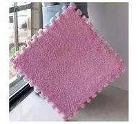 YMXBHN 9 Pcs 0.4Inch Thick Foam Tiles Plush Interlocking Play Mat 12X12 inch Fluffy Carpet Squares with Border for Kids Floor Gym Safety,Pink