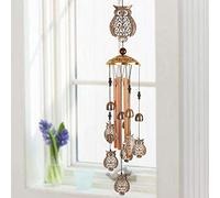 YMXBL Carillon éolien en forme de chouette - Décoration extérieure - Cloche portable - Carillon à vent en forme de chouette avec 4 tubes et 6 cloches - Attrape-vent en forme de chouette en aluminium -