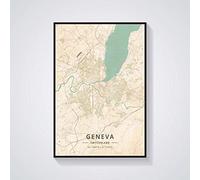 YMXCNM Impression sur Toile,Genève Suisse City Map Prints Posters Wall Painting Colorful Art Painting Rectangle Pop Artwork pour Salon Chambre Home Decor,70X100Cm / 27.55X39.37 in