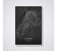 YMXCNM Impression Sur Toile,Lahore Pakistan City Map Prints Posters Wall Painting Art Painting Rectangle Pictures Pop Artwork Pour Salon Chambre Home Decor, 30X40Cm / 11.81X15.74 In