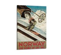 YMXHJJ Album photo de famille moderne - Art mural sur toile - Décoration d'intérieur - Poster vintage de voyage - Ski en Norvège - Vue attrayante - Œuvre d'art 20 x 30 cm