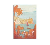YMXHJJ Album photo de famille moderne - Impression sur toile - Décoration murale d'intérieur - Affiche de voyage vintage Italie Cinque Terre Vernazza - 40 x 60 cm - Sans cadre