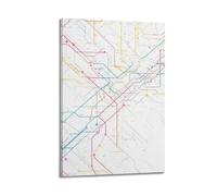 YMXHJJ Impression sur toile abstraite minimaliste - Affiche de carte de transit minimaliste colorée pour les amateurs de voyages, affiches d'œuvres d'art pour décoration de salon (60 x 90 cm)