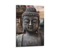 YMXHJJ Impression sur toile abstraite minimaliste - Poster bouddhiste minimaliste avec statue de Bouddha serein - Affiches d'œuvres d'art pour décoration de salon - 60 x 90 cm