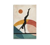 YMXHJJ Impression sur toile abstraite minimaliste - Poster de motivation minimaliste silhouette de yoga avec soleil et formes - Affiche d'œuvre d'art pour décoration de salon (30 x 45 cm)