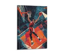 YMXHJJ Impression sur toile abstraite minimaliste - Poster de sport pop art, joueur de basket-ball, action somnolente, affiche d'œuvre d'art pour décoration de salon (40 x 60 cm)