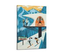 YMXHJJ Impression sur toile pour album photo de famille moderne - Décoration d'intérieur - Poster rétro avec personnes qui profitent d'un verre et du ski - 20 x 30 cm