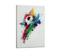 YMXHJJ Poster moderne d'album photo de famille sur toile - Art mural - Décoration d'intérieur - Poster de sport aquarelle avec ballons de football colorés - Œuvre d'art 40 x 60 cm