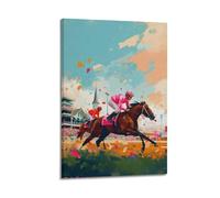 YMXHJJ Poster moderne d'album photo de famille sur toile - Art mural - Pop Art - Courses de chevaux et jockeys dynamiques - Œuvre d'art - 50 x 75 cm