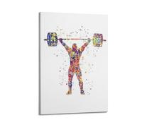 YMXHJJ Poster moderne d'album photo de famille sur toile - Décoration murale d'intérieur - Aquarelle Fitness - Haltérophile - Impressions de motivation colorées - Œuvre d'art 20 x 30 cm