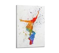 YMXHJJ Poster moderne pour album photo de famille - Art mural sur toile - Décoration d'intérieur - Poster de sport aquarelle avec planche à roulettes dynamique en action - Œuvre d'art 50 x 75 cm