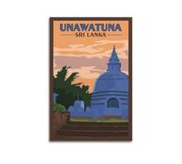 YMXHJJ Poster moderne pour album photo de famille - Art mural sur toile - Décoration d'intérieur - Poster de voyage rétro de Unawatuna au Sri Lanka - 50 x 75 cm