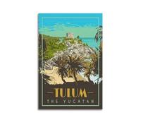YMXHJJ Poster moderne pour album photo de famille - Art mural sur toile - Décoration d'intérieur - Poster de voyage rétro Tulum le Yucatan - Vue panoramique - 40 x 60 cm - Sans cadre
