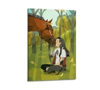 YMXHJJ Poster moderne pour album photo de famille - Art mural sur toile - Décoration murale d'intérieur - Poster minimaliste avec animal de l'anime - Impression de filles et de chevaux - Œuvre d'art
