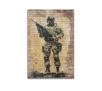 YMXHJJ Poster sur toile représentant un soldat militaire en équipement de camouflage avec fusil, décoration murale moderne à suspendre 60 x 90 cm
