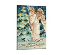 YMXHJJ Posters catholiques sur toile de style famille moderne - Impressions sur toile de style catholique avec des bougies sur un arbre de Noël - Œuvre d'art avec cadre 20 x 30 cm