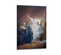 YMXHJJ Posters catholiques sur toile - Décoration murale d'intérieur - Affiche catholique communiquant avec les femmes dans un cadre domestique - Œuvre d'art avec cadre 20 x 30 cm