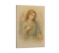 YMXHJJ Posters catholiques sur toile représentant un ange dans une pose contemplative avec éclairage doux - Impressions sur toile - Décoration d'intérieur - 20 x 30 cm - Style cadre