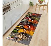 YMXMYJ Tapis de Cuisine Antidérapant, Vaisselle & Épices 60 x 120cm, Devant Evier Lavable en Machine, Paillasson pour Sol et Bain