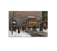 YMXSDIMDS Impression artistique sur toile Chatelet en hiver par Edouard Cortes - Décoration murale moderne pour chambre à coucher - 20 x 30 cm