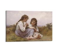 YMXSDIMDS Impression sur toile « A Childhood Idyll » de William Adolphe Bouguereau - Décoration murale pour salon, chambre à coucher - 60 x 90 cm