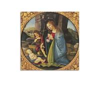 YMXSDIMDS Impression sur toile Madonna et l'enfant avec saint Jean-Baptiste de Sandro Botticelli - Décoration murale pour chambre à coucher et salon - 30 x 30 cm