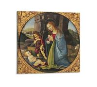 YMXSDIMDS Impression sur toile Madonna et l'enfant avec Saint Jean-Baptiste de Sandro Botticelli - Décoration murale pour chambre à coucher et salon - 60 x 60 cm