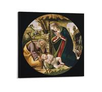 YMXSDIMDS Impression sur toile « The Adoration of The Christ Child » de Sandro Botticelli - Décoration murale pour salon, chambre à coucher - 50 x 50 cm