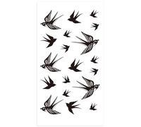 Ymxygz 2 Feuilles Populaire Hirondelle Oiseau Flash Amovible Étanche Tatouage Temporaire Corps Art Autocollant Noir