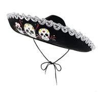 Ymxygz Chapeau Sombrero Mexicain avec Bordure Argentée, Chapeau De Déguisement Sombrero Crâne pour Cinco De Mayo, Accessoires De Costume De Fiesta Mexicaine d'halloween