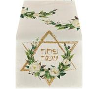 Ymxygz Chemin De Table Pessah Petite Étoile De David Fête Juive Nappe De Table Rustique À Fleurs Décoration De Fête De Vacances Juives