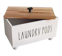 Ymxygz Conteneur De Dosettes De Lessive en Bois, Boîte De Rangement Multifonction pour Adoucissant De Tissu, Organisateur De Capsules De Lavage pour Buanderie