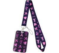 Ymxygz Cordon De Sensibilisation Au Cancer du Sein avec Étui À Cartes, Cordon À Ruban Rose, Joli Porte-Badge pour Bureau, Infirmière, Enseignant, Médecin