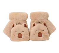 Ymxygz en Peluche Capybara pour Enfants, Mignons, Hiver, avec Rabat, Écran Tactile, Mitaines Demi-Doigts, Coupe, pour Filles