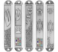 Ymxygz Ensemble De 5 Mezuzah - Mezuzah avec Parchemin pour Porte, Porte De Mitzvah Juive Mezuzah Case Plaque Mezuza en Métal, Mezzuzahs pour Porte Extérieure