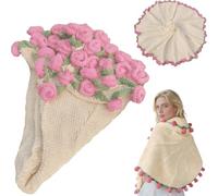 YMXZNB Couverture de bouquet de fleurs prête à l'emploi, bouquet de roses au crochet, couverture de canapé tricotée à la main, pliable, douce pour la fête des mères, un anniversaire et un anniversaire