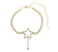 YMYDRCRPO Bracelet à breloques en perles cristallines brillantes en étoile superposée Mode pour dames bijoux de pied de plage Envoûtement ajustable pour femmes et filles