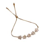 YMYDRCRPO Bracelet perlé en alliage Élégant incrusté de strass Coréens or Charme fleur pour femmes Bijoux de mode Accessoires de fête Chaîne réglable pour dames Filles et garçons