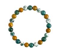 YMYDRCRPO Bracelets à perles de cristal paresseux en pierre naturelle mousse agate/perles en bois élastiques pour femmes apaiser l’âme. Chaîne réglable pour dames filles garçons