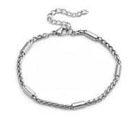 YMYDRCRPO Bracelets ajustables Maillons minimalistes pour hommes et garçons Never Faned Tubes en acier inoxydable Chaîne Plumes Bracelet Bijoux simples Cadeaux décontractés Chaîne en alliage