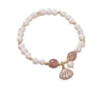 YMYDRCRPO Bracelets en jade colorés Perle d’eau douce féminin dans un design de niche simple coquillage de vent froid perle Rétro Classique ajustable